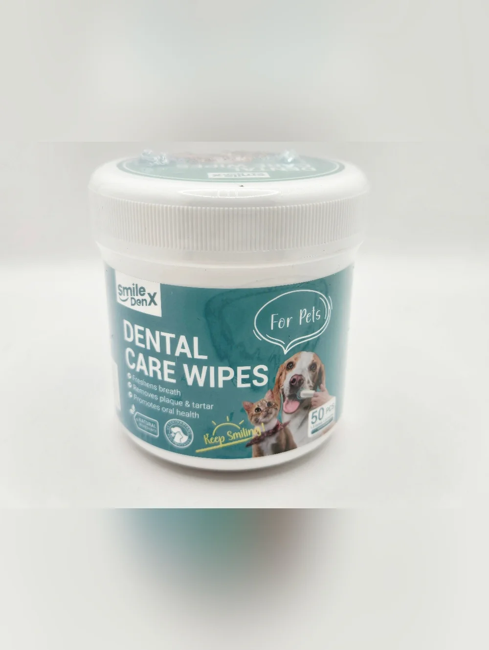 SmileDenX Pet Dental Care Wipes 50 Count Dog & Cat Teeth Cleaning Fresh Breath